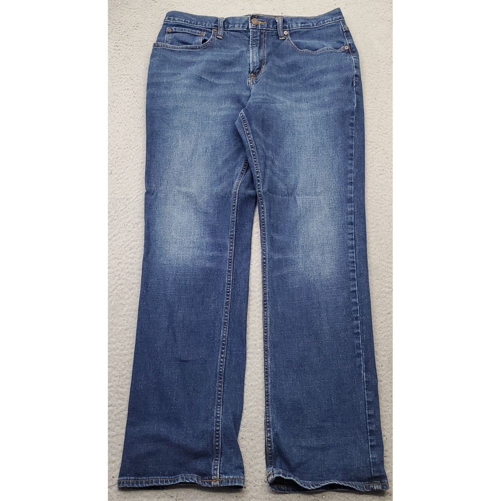 Old Navy Jeans Mens 33x32 Blue Denim Faded Stretch Medium Wash Boho Straight Leg
